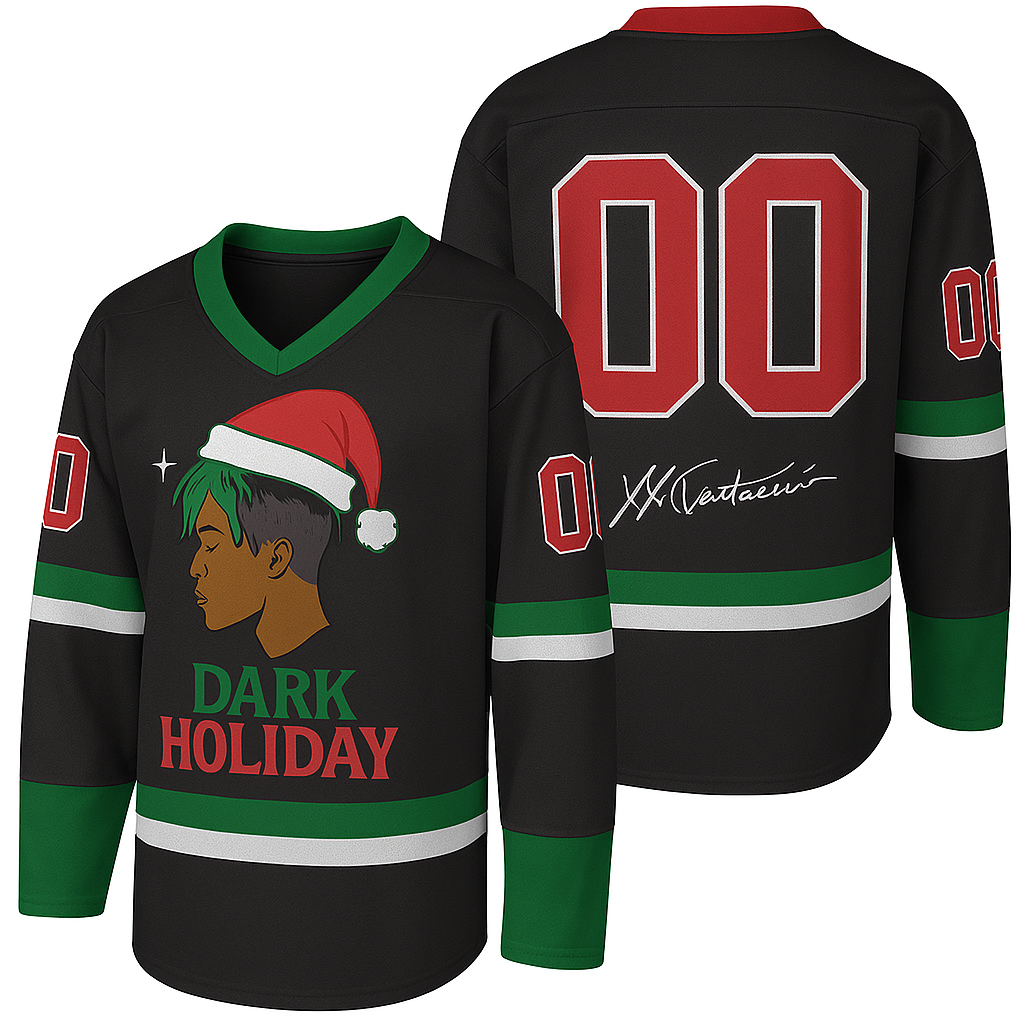 “BAD VIBES FOREVER CHRISTMAS”-XXXTentacion Red Ice Custom Hockey Jersey