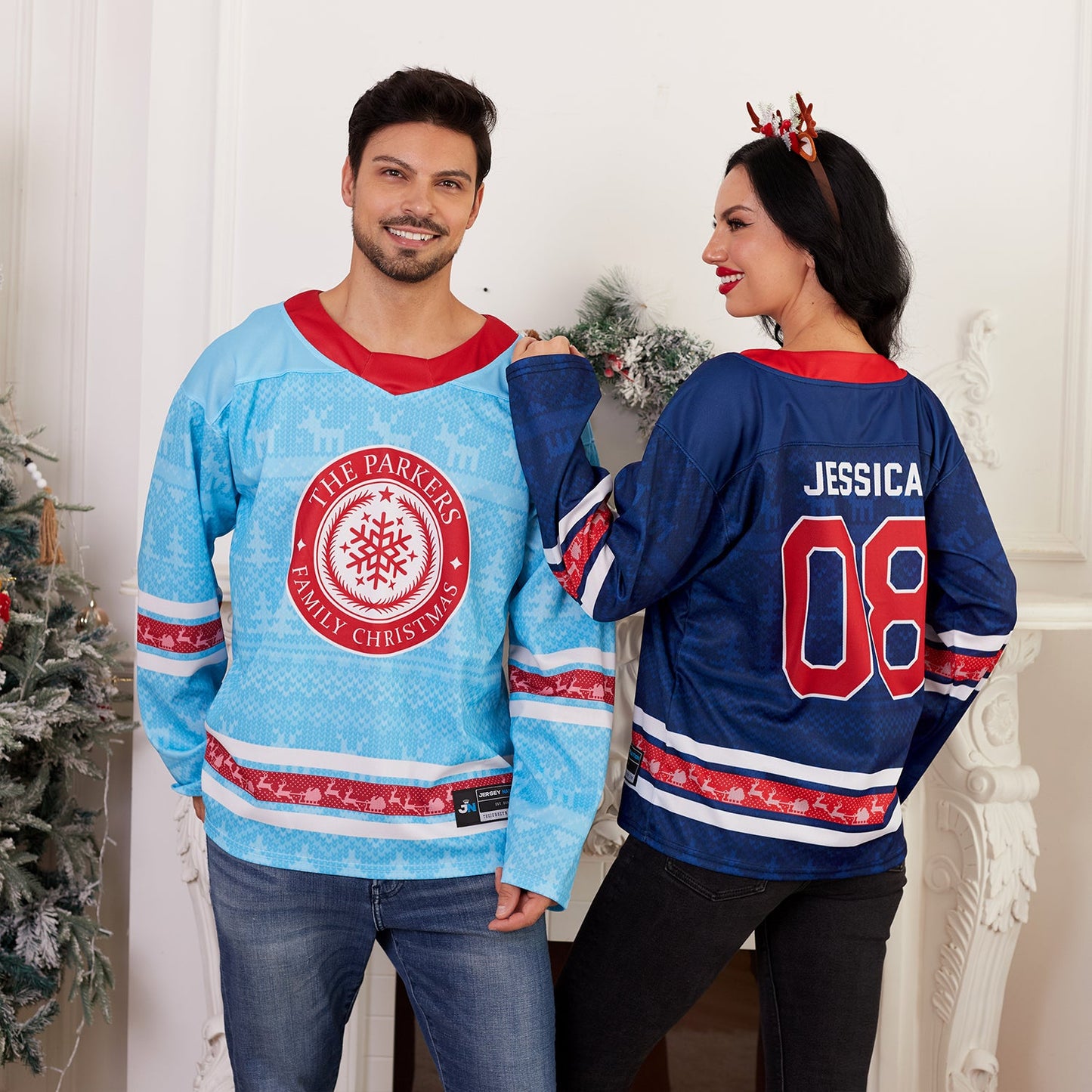 50% OFF🔥Family Christmas Custom Hockey Jersey