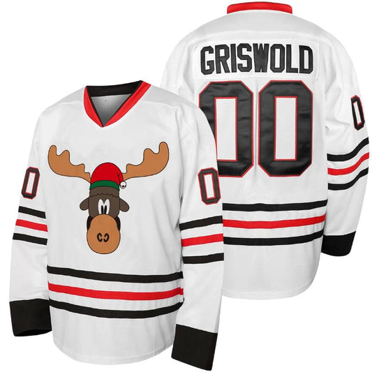 Griswold Moose Clark #00 Christmas Hockey Jersey – X-Mas Vacation Stitched Letters & Numbers Breathable Polyester